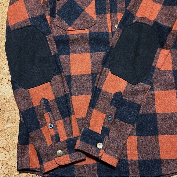 Roark Nordsman Wool Blend Flannel Plaid Classic Fit Shirt In Rust/Charcoal Sz M - Picture 4 of 11
